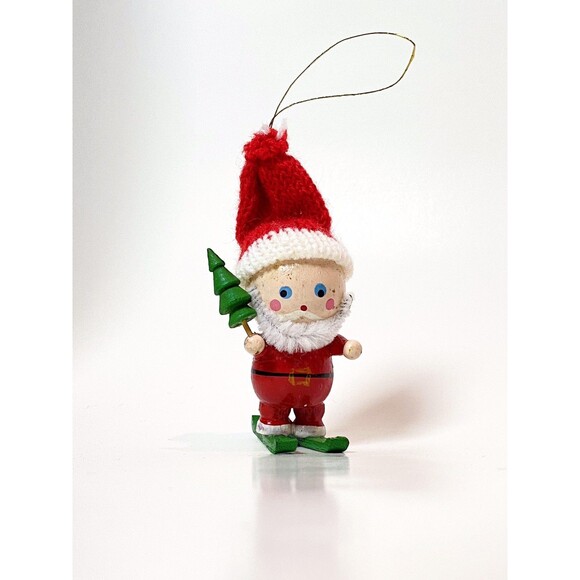 4 - Vintage Wooden Christmas Ornaments Santa Dog House Prairie Girl Mouse - Felt - Picture 2 of 16